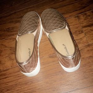 Quilted Rose Gold High Platform Sneaker